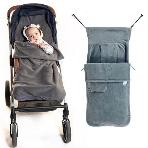 Image of Universal Snuggle Fleece Baby Stroller Footmuff Bunting Bag, 2-in-1 Seat Liner & Pushchair Footmuff to Keep Baby Warm & Dry, Just Charcoal