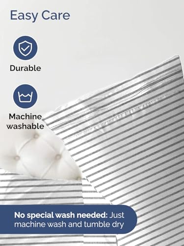 Image of Extra Deep Twin Fitted Sheet - Single Fitted Sheet Only - Grey Stripes | Easily Fits 18 inch to 24 inch Mattress, Soft, Wrinkle Free, Breathable & Comfy, Extra Deep Pockets Hotel Luxury Fitted Sheet