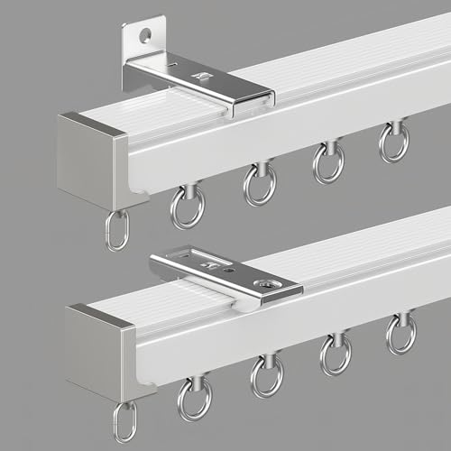 Système de rail de rideau ajustable 1 à 6 m avec rouleaux silencieux