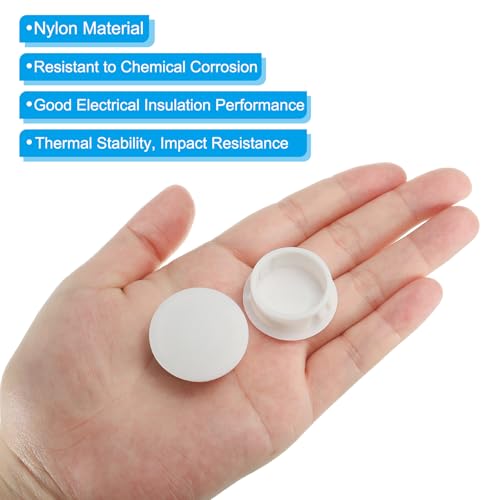 Image of PATIKIL Hole Plugs Plastic, 100 Pcs 25mm(1 inch) Screw Bumper Hole Plug Flush Snap Type Round Hole Cover Caps for Round Holes Cabinet Furniture Kitchen, White