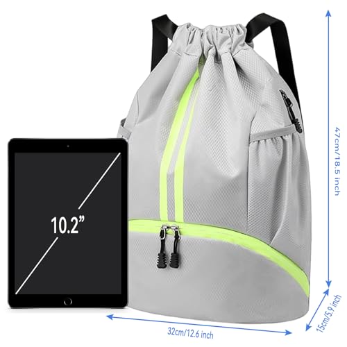 CazneJN Drawstring Sports Backpack with Shoe Compartment, Large Capacity Drawstring Gym Bag, Waterproof PE Backpack - Image 3