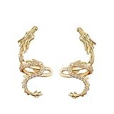 1 Pair Non-Pierced Dragon Ear Cuffs,Ear Cuff Non Piercing Helix Cartilage Clip on Wrap Earrings,Ear Cuff Earrings for Women Men (Gold)