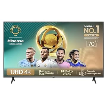 Hisense Smart TV UHD 4K DLED 70" Polegadas 70A6K com HDR10+ Dolby Vision Game Mode Controle por Voz Alexa Built-In AirPlay