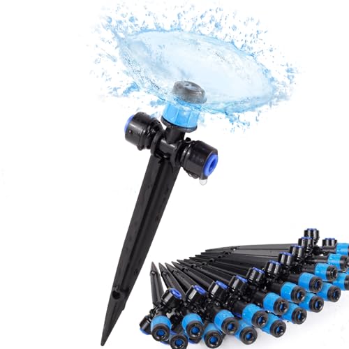 21PCS Adjustable Drip Irrigation Emitters(Fan-shaped) Kit-Quick Connect for 1/4" Tubing,