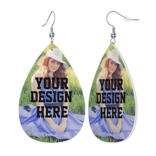 Custom Leather Earrings Personalized Fashionable Earrings with Your Text/Photo/Picture for Women as Anniversary Wedding Christmas Birthday Gift4