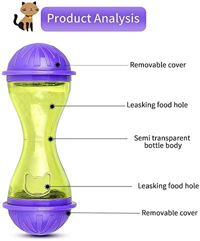 SUNNEE 2Pcs Cat Food Dispenser Cat Treat Toy Feeder Toy for Interactive IQ Treat Training Mouse shape Tumbler (White,Purple)