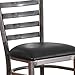 Flash Furniture HERCULES Series Clear Coated Ladder Back Metal Restaurant Barstool - Black Vinyl Seat (Pack of 1)