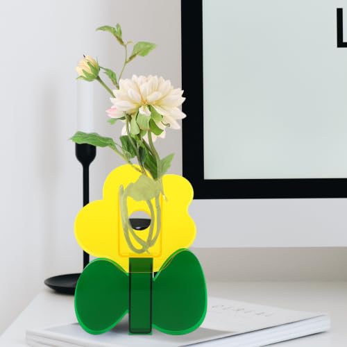 Jarrón acrílico de diseño moderno con forma de flor translúcida 6