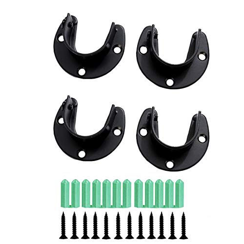 Concisea 4pcs Supports de Tringle en Forme de U De Bride Support avec des Vis Penderie Tige De Suspension Support De Siège Tringle À Rideau De Douche Bride Socket Kit(Noir)