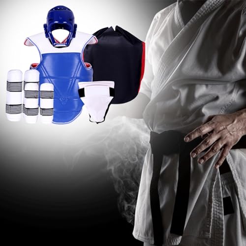 Dickly Juego de 5 Equipos de protección para Taekwondo con Protectores de Brazos y piernas, Casco de Boxeo, Equipo de de kárate, protección Completa, M - imagen 5