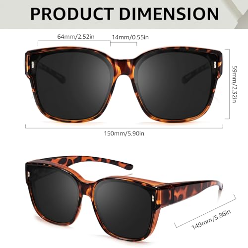 TJUTR Polarized Fit Over Sunglasses for Women, Trendy Oversized Over Prescription Glasses Shades with UV Protection TS30913