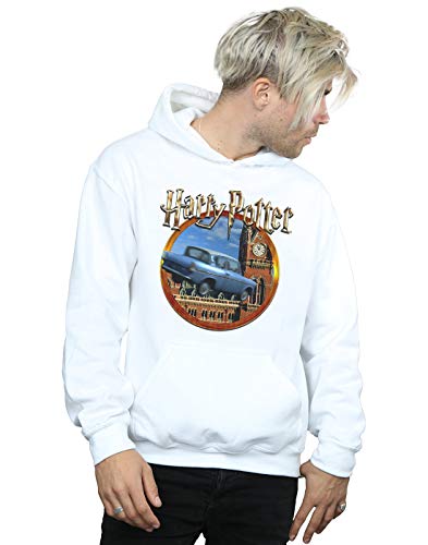 Harry Potter Men's Flying Car Hoodie White XXXXX-Large