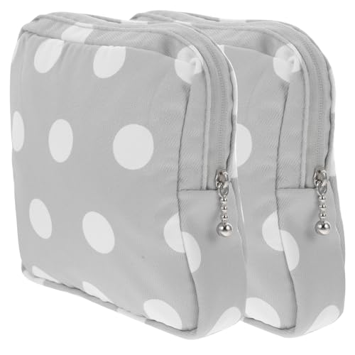 TOBBOMEY 2個携帯用生理用品収納ポーチ グレー水玉デザイン プライバシー保