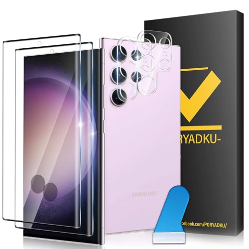 2+2 Stück Schutzfolie für Samsung Galaxy S23 Ultra Panzer Schutz Glas[6.8"]+ Kamera Schutzfolie, HD Klare, Fingerabdruck...