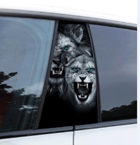 Image of 2pcs /1set Car B Pillar Sticker Decal Upgraded Vinyl Car Decals Body Side Stickers,Wolf Lions Rose Tigers Graphics Scratch Cover Large Sticker for Car Auto Van SUVs Trucks 19.6'' (Two Lions)
