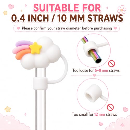 Image of 8 Pcs Straw Cover Caps Compatible with Stanley Tumblers, Reusable Silicone Straw Protectors with Dust-Resistant Covers, Drinking Straw Caps for Compatible Sipper Cups, Pink, Daily Travel & Outdoor Use