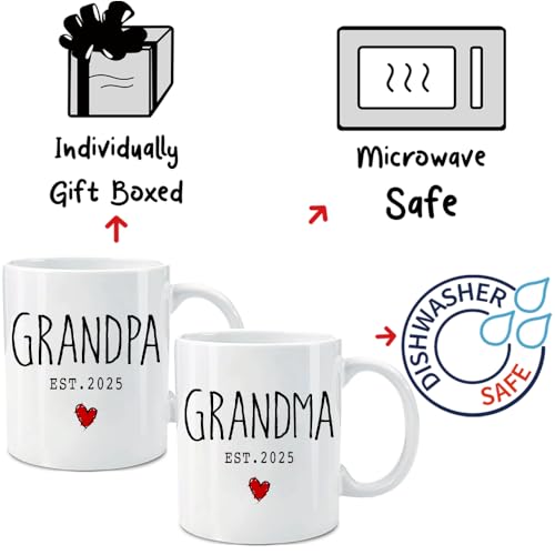 Dnuiyses-Promoted-to-Grandparents-EST-2025-Coffee-Mugs-New-Grandparents-Gift-Pregnancy-Reveal-Mothers-Day-Fathers-Day-Gift-New-Baby-Announcement-Baby-Reveal-Surprise-Publicity-Mug-Gifts Dnuiyses Promoted to Grandparents EST 2025 Coffee Mugs New Grandparents Gift Pregnancy Reveal Mothers Day Fathers Day Gift New Baby Announcement Baby Reveal Surprise Publicity Mug Gifts
