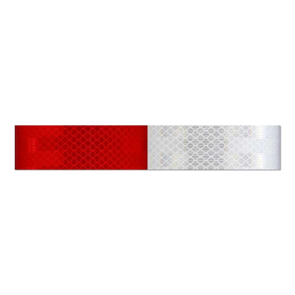 2" x 12" Reflective Strips 3M Diamond Grade Reflective Safety Tape, Red/White Conspicuity Markings w/DOT-C2 for Semi Trucks, Trailers, and Vehicles -25pk