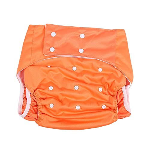 perfk Cubierta de pañal para adultos, cubierta de pañal lavable, talla única, sin fugas, parte elástica de la pierna, pantalones de pañales ajustables , NARANJA