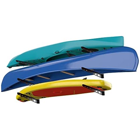 Koova Garage Wall Organizer for Boat Storage | Soft Padded Kayak Racks for Outdoor Storage | Fit Stand Up Paddle Board Inflatable | 150lb Capacity Canoe Shelf | Surfboard Rack Horizontal | Made in USA Cover