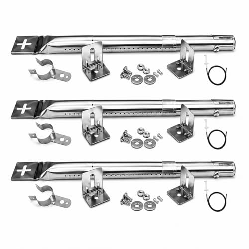 Uniflasy 31cm bis 45cm Universal Gasgrill Brenner Ersatzteile für Landmann, Enders, Tepro, Taino, Campingaz, Outback, Barbecook und Andere Grills, Verstellbarer Edelstahl Brenner Zubehör, 3 Stück