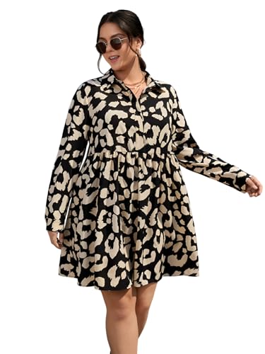 Image of GRECIILOOKS Women Plus Size Dresses for Women Western Outfits | Stylish Printed Shirt Dress with Waist Tie | Casual Party Office Wear Knee Length Dress for Women