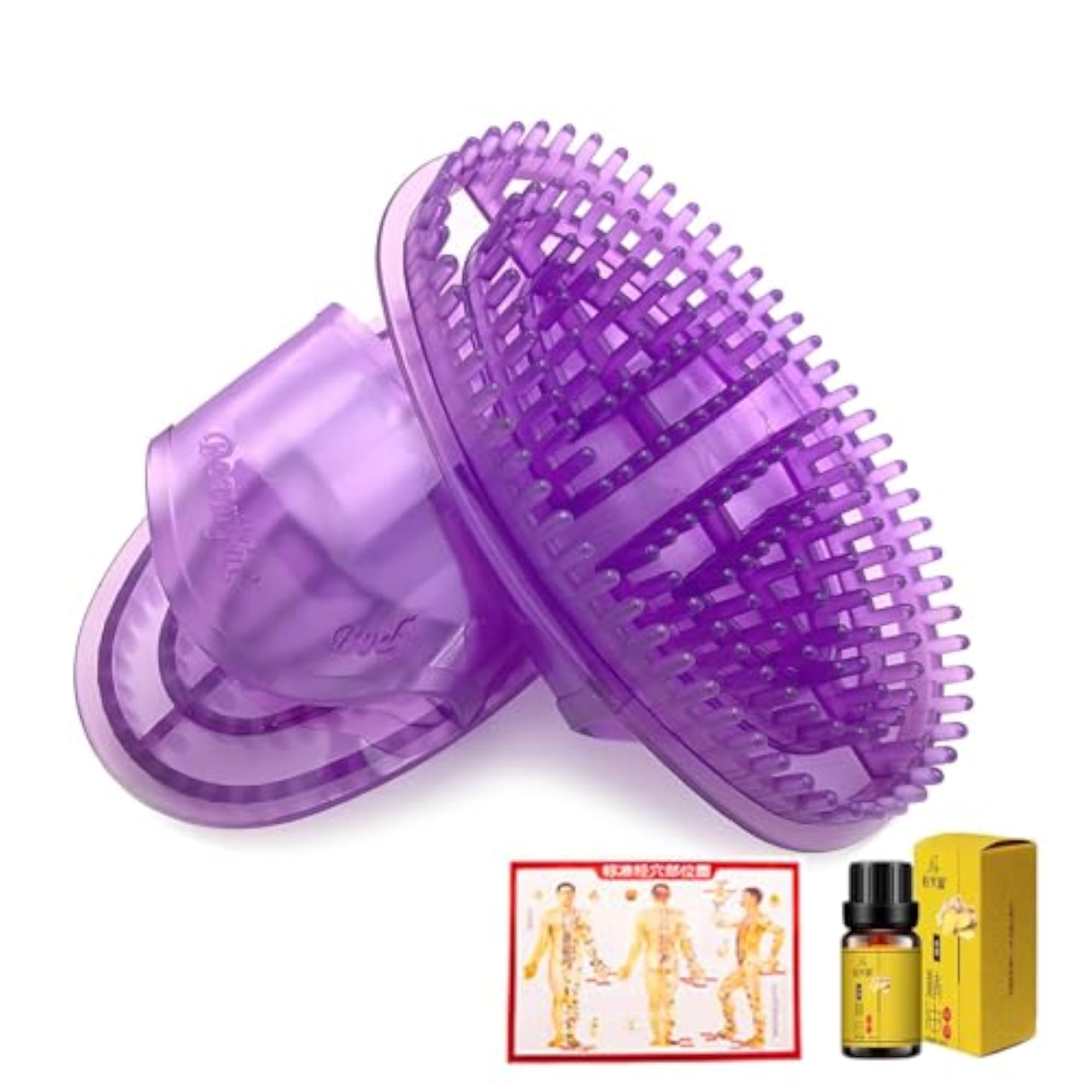 2PCS Purple Silicone Meridian Massage Brush Set