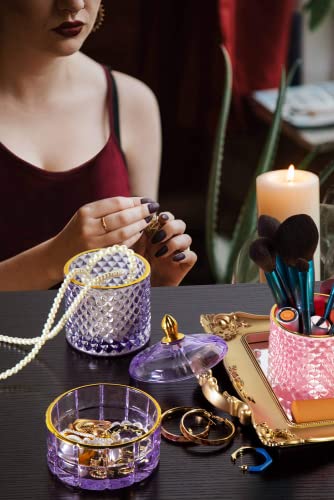 Alamhi Crystal Candy Jar Apothecary Decorative Jars With Lids Purple Storage Jewelry Glass Trinket Box Cute Candy Dish With Lid For Candy Buffet Gift Ideas, For Women #TOP6