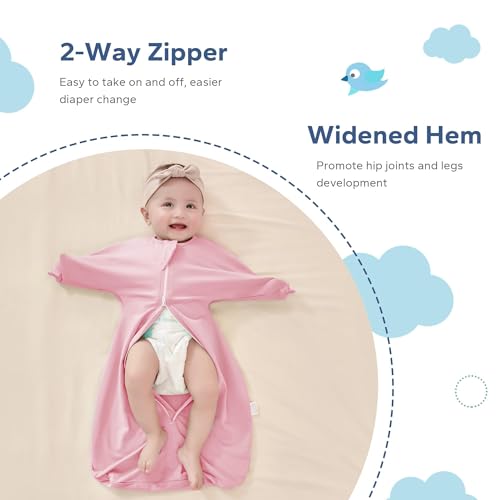 Image of ZIGJOY Swaddle Sleep Sack 3-6 Months, 1.0 Tog Cotton Baby Swaddle Blanket | 100% Cotton - Soft & Breathable & Non-shrink, 2-way Zipper for Easy Diaper Changes, Long Sleeves Allow Self-soothing