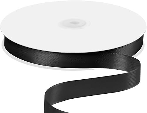Cinta de satén de 58 pulgadas x 100 yardas, cinta de seda negra con carrete, ideal para envolver regalos, ramos florales, manualidades, decoraciones