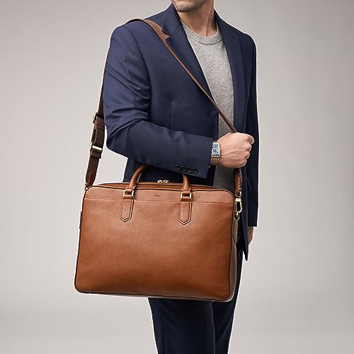 Fossil Men's Haskell or Asher Leather Messenger Briefcase Work Laptop