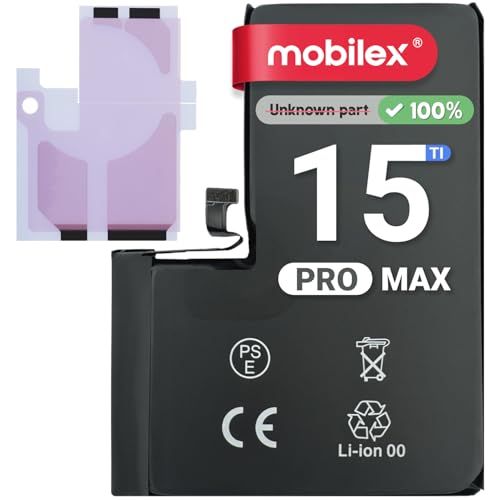 MOBILEX® Batería para iPhone 15 Pro MAX | Sin Mensaje | Chip TI | 4422mAh   OEM | Interna Repuesto con Adhesivo | Capacidad Original