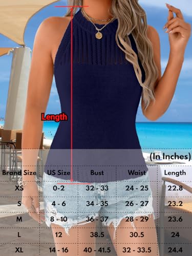 Image of ChiaoLezhee Women's Summer Knit Tank Tops, Racerback High Neck Lightweight Sweater Vest, Dressy Casual Outfits
