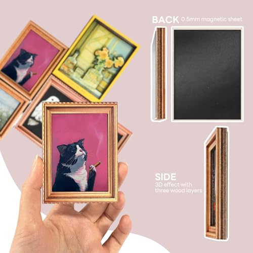 Imán Decorativo de Madera con Marco Retro Gato miniatura 4