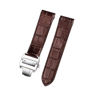 SKM Genuine Leather Watch Strap for Cartier Santos Santos 100 Men and Women Leather Watchband 20mm 23mm (Color : Brown-Silver, Size : 23mm)