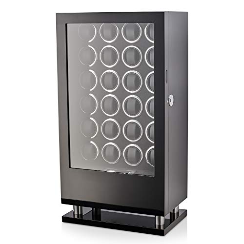 24 Watch Winder with Fingerprint Lock and Large Storage Drawer (Black)