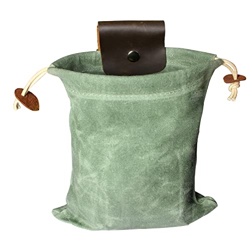 Sac de fourrage - Pochette de fourrage en toile cirée pliable pour randonnée, camping, pêche, trésors et coquillages et plein air, boucle facile autour des ceintures, accès mains libres, Vert Cover