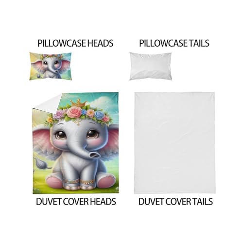 Parure de lit éléphant en microfibre douce et imprimé 3D - 5
