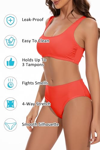 Image of Beautikini Period Swimwear Two Piece Menstrual Leakproof Sporty Bikini Sets Bathing Suit Period Swimsuit for Teen Girls