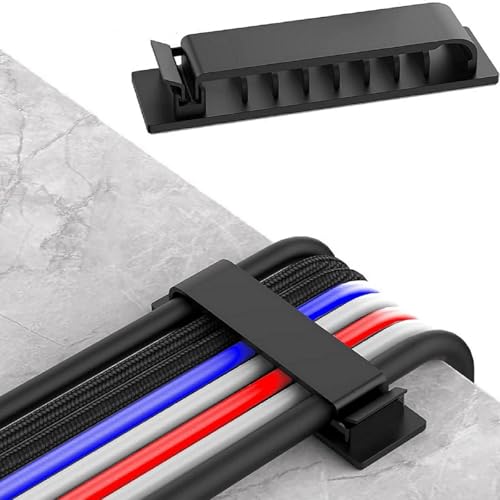 Organizador de cables con clips adhesivos para cableado, para escritorio, auto, pared, TV, PC y cables Ethernet miniatura 4