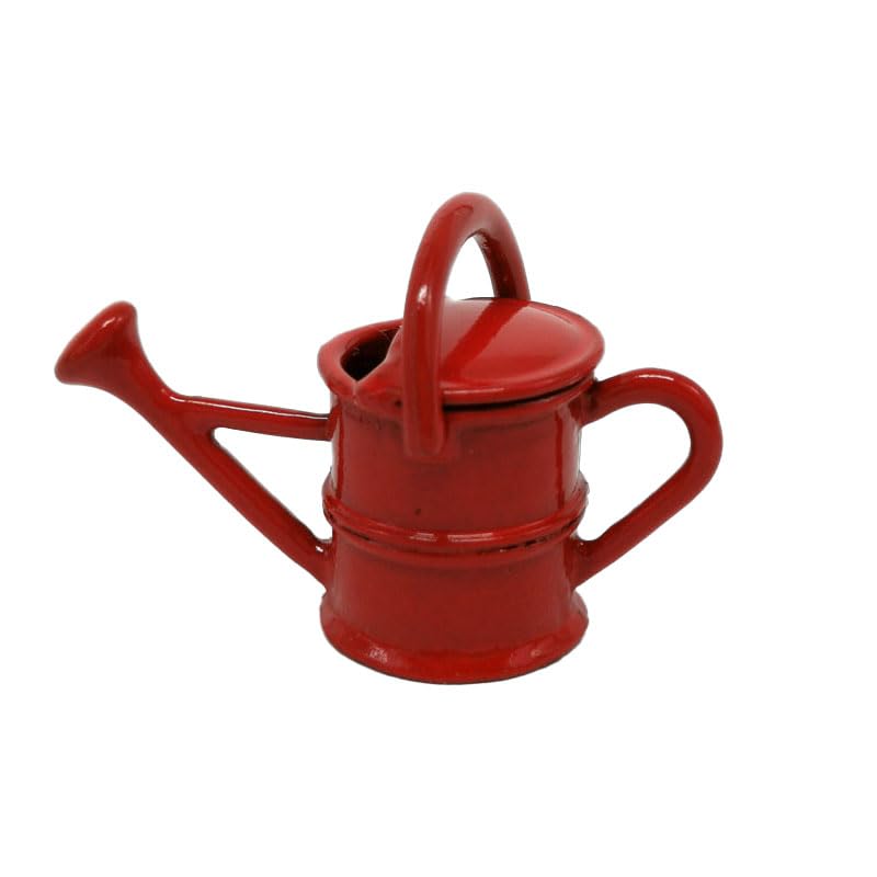 Hrlace Maßstab 1:12 Miniatur Gießkanne Metall Gartenkanne Kanne Multi- Farbigen Klein Metallgießkanne Gartenzubehör Garten Deko Puppenhaus Zubehör für Puppenstube 1 Stück Rot