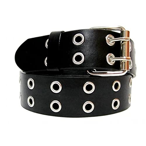 E.M.P EMP Unisex Bonded-leather Grommet 2-holes Belt Black Small