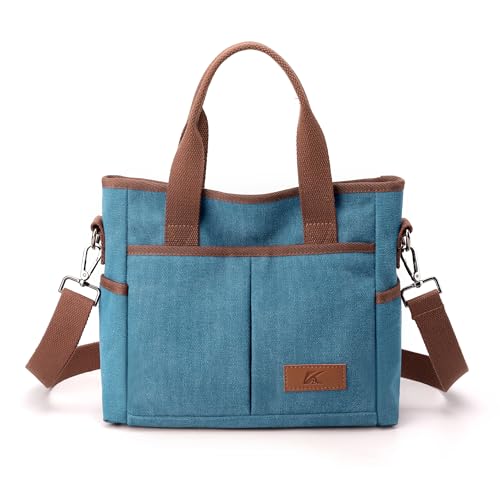 Image of Crossbody Bags for Women Trendy Small Canvas Hobo Tote Top-handle Handbag Multi-pocket Casual Going Out Purse Satchel