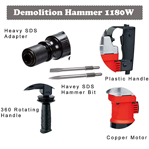 Leofast LFT -1210 Professional Demolition Hammer 0810 With 3 Month Warranty | Copper Armature And Stator Powerful Machine Impact Driver | 2900rpm| 17 mm Chuck Size | 1180 W (Red)
