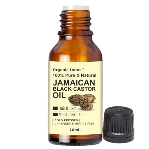 Image of Pure Jamaican Black Castor Oil (Ricinus communis /Arandi Oil) for Hair Growth, Eyelash and Eyebrow Care | Pure, Unrefined & Hexane Free | Glass Bottle 10ml