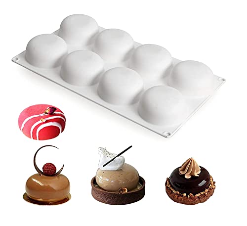 Image of FirstTry Mousse Cake Mold I 3D Fondant Silicone Baking Candy Mould I for Handmade DIY Soap Cakes French Dessert, Pastry, Chocolate, Cupcake, Ice Cream, Decoration Tools - 8 Cavity (Oblet Stone)
