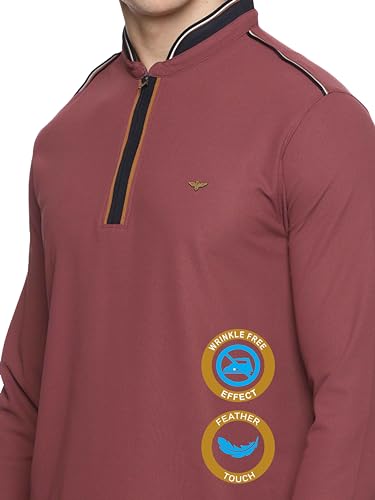 Image of STELLERS Men's Henley Collar T-Shirt | Wrinkle Free | Quick Dry | Full Sleeve | Regular Fit