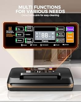 MZROT 95kpa Vacuum Sealer Machine, Commercial Full Automatic Food Sealer, Food Vacuum Sealing Machine with Cutter, 10 Pre-cut Bags & Bag Rolls and Accessory Hose, Fully Starter Kits - Black Gold