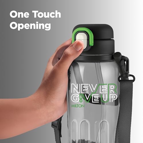 Image of MILTON Regan 850 2-in-1 Lid Sip or Gulp Water Bottle | Sturdy Handle And Strap I BPA Free| Food-Grade | One-Touch Open | Leak-Proof | Ideal for Office, School, College, Gym | 836ml, Black