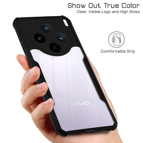 Image of Jkobi Hybrid Back Cover Case for Vivo X200T (Shockproof with Polycarbonate Clear Panel | Professional Black)